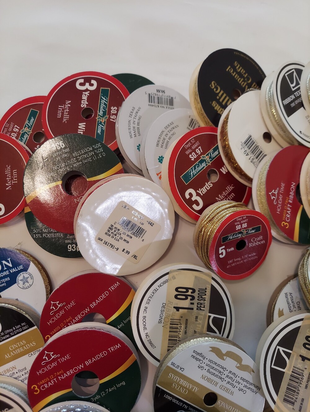 New Decorative Crafting Ribbon(36 Rolls), Variety Colors, Widths, Wired, Trims, - Picture 7 of 9